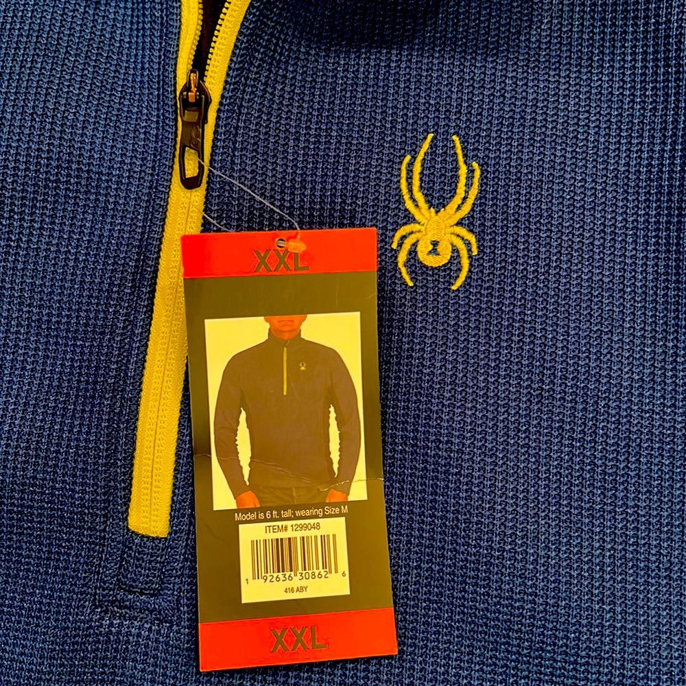Spyder Blue Outbound 1/2 Zip Mid Weight Core Sweater Sweatshirt Jacket Men 2XL - Picture 5 of 7
